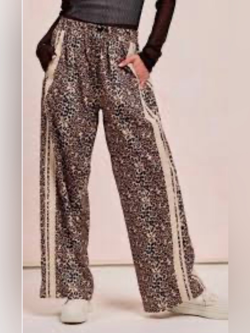 BIBI leopard print track pants with lace stripes